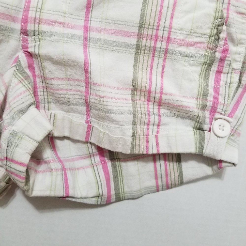 Red Camel shorts 7 madras plaid preppy cuffed buckle cinch low rise stretch Y2K - Picture 6 of 14